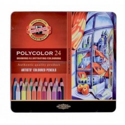 Ξυλομπογιές KOH-I-NOOR Polycolor 24 Χρώματα σε Μεταλλική Κασετίνα